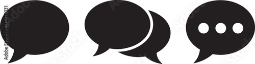 Speech bubble icons set round simple conversation multiple bubbles and ellipsis dots symbol