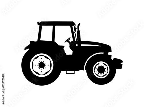 Classic tractor silhouette ready for tilling fields, ideal for agricultural designs