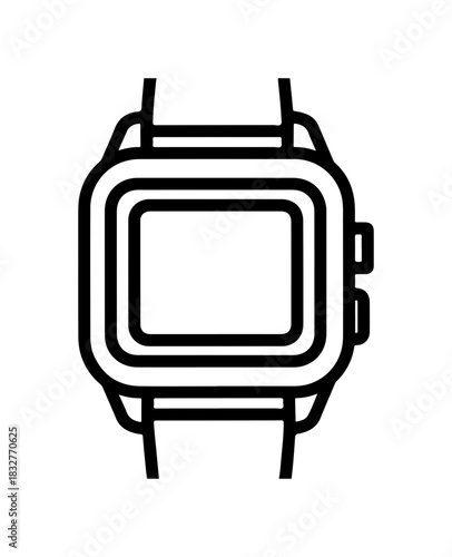 Sleek modern smartwatch outline icon for digital wearable technology design