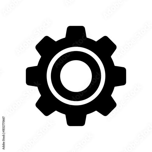 Black Gear or Cogwheel Icon