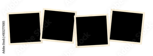 Template collage with four frame photos. Moodboard pictures album grid for scrapbooking. Vintage style mood board layout. Isolated on white background. Copy space for your text and photo