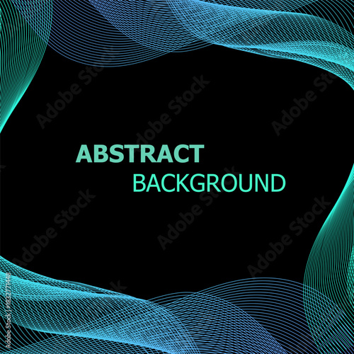 Abstract background with green and blue lines wave