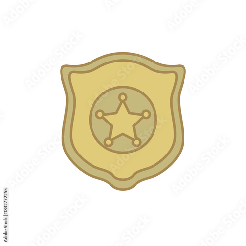 Police Badge Shield Vector Emblem Flat Design Illustration