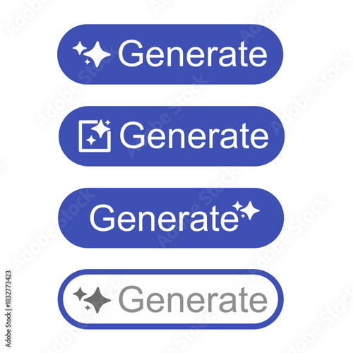 Generate Button Icon Set in Flat Style
