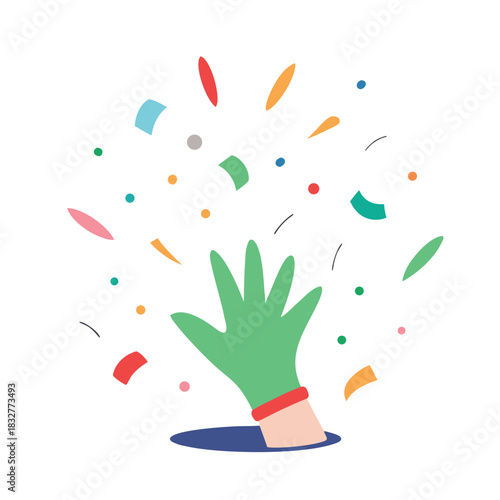 Confetti Raining from an Invisible Hand Vector Style