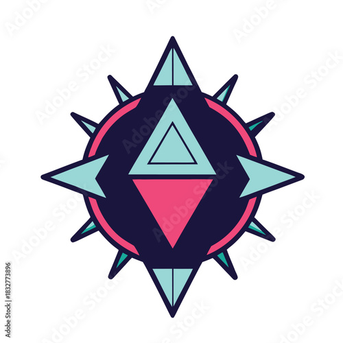 Geometric Virus Symbol with Triangle Spike Pattern