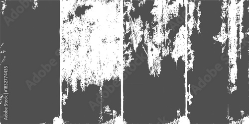 Grungy texture with white splatters on dark grey background, abstract graphic isolated on white background