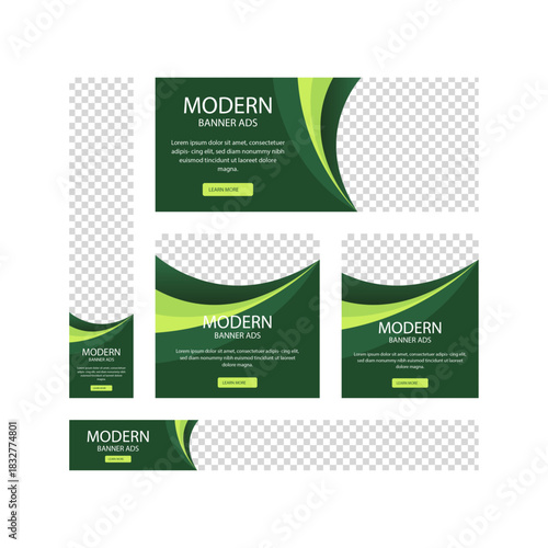 Modern Banner Ads on White Background for Digital Marketing and Social Media