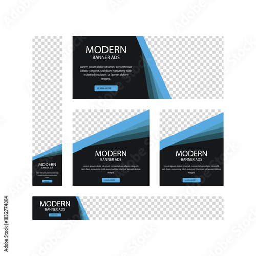 Modern Banner Ads on White Background for Digital Marketing and Social Media