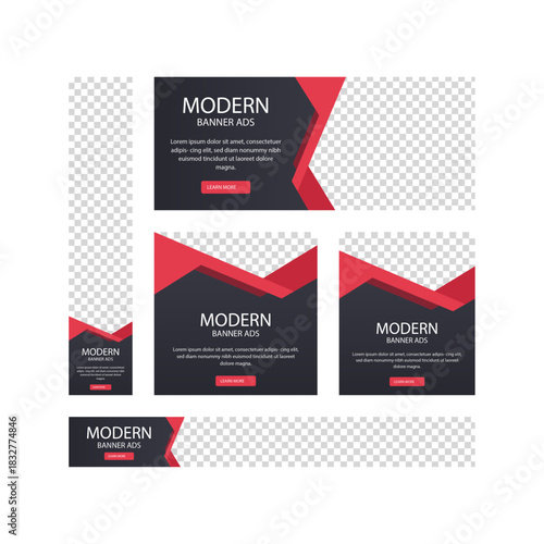 Modern Banner Ads on White Background for Digital Marketing and Social Media