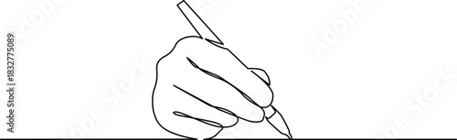 Hand drawing with pen, minimalist single line art style Vector