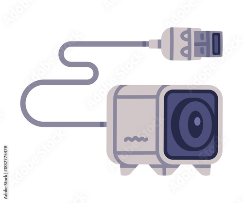 Wireless Security Camera as Closed-circuit Television Transmitting Video and Audio Signal Vector Illustration
