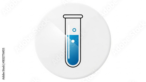 Blue liquid test tube icon for science lab research and medical analysis and chemical experiment illustration