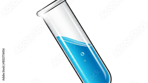 Illustration of blue liquid in test tube for science lab experiment and medical research analysis done here