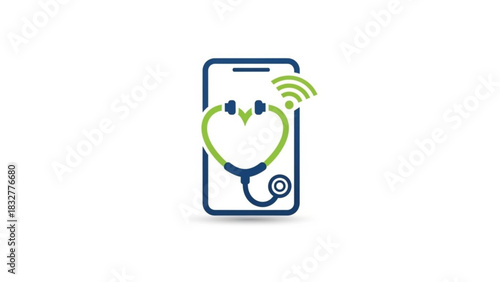 Telemedicine app design for healthcare with stethoscope and wifi symbol for online medical consultation use