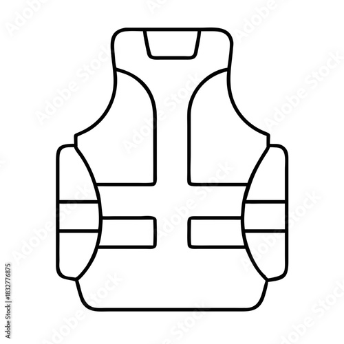 Illustration of a bulletproof vest with outline style art on transparent background