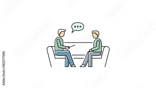 Illustration of therapy session counseling psychotherapy mental health support and guidance meeting on couch