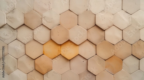 A tiled pattern of hexagons in earthy tones of brown gradient