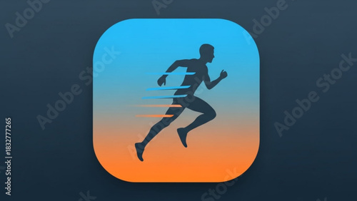 Running man silhouette vector art for fitness apps and sports design with motion effect for athletic use
