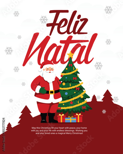 Merry Christmas Holiday Celebration Winter Festival Illustration, Feliz Natal,  Feliz Navidad