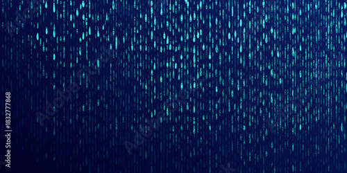 Abstract falling data stream in blue and teal tones