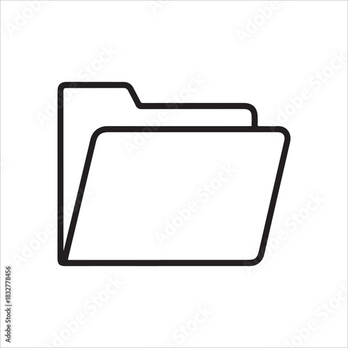 Simple black outline icon representing an open file folder, for easy use in digital design and documentation projects
