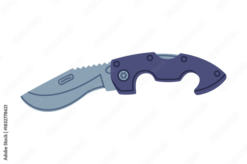Fototapeta premium Knife as Self-defense Tool and Equipment for Protection Vector Illustration