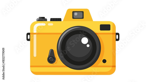 Flat design retro yellow camera icon