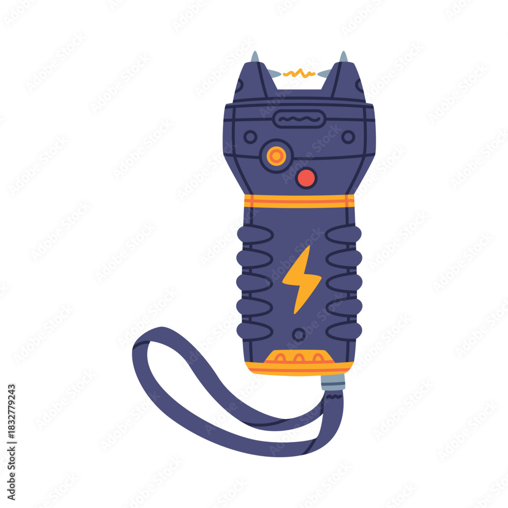 Naklejka premium Stun Gun as Self-defense Tool and Equipment for Protection Vector Illustration