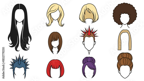 Flat design vector hairstyles collection