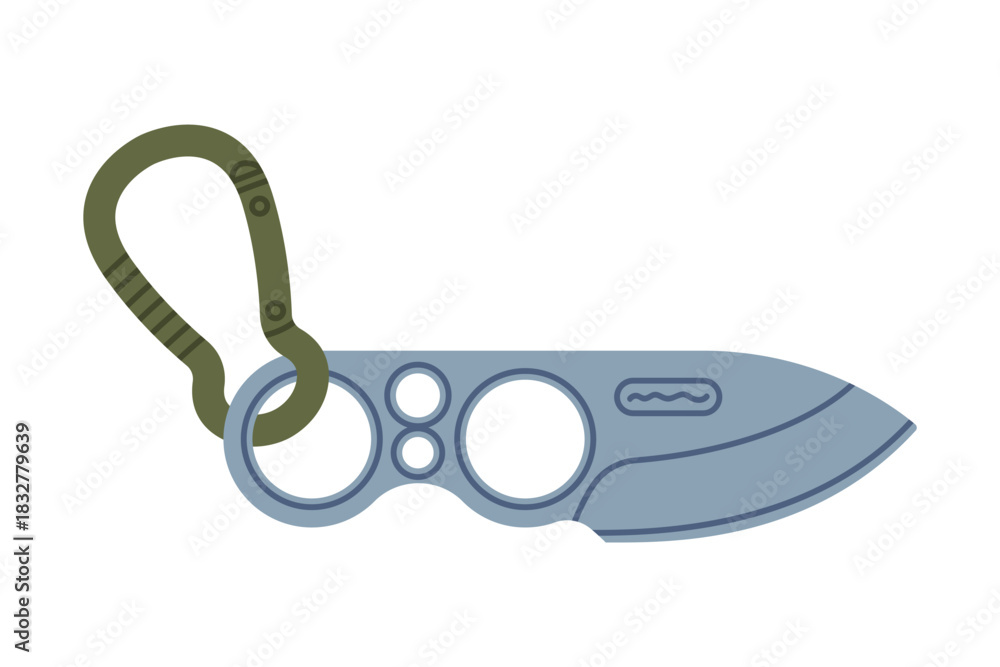 Fototapeta premium Knife as Self-defense Tool and Equipment for Protection Vector Illustration