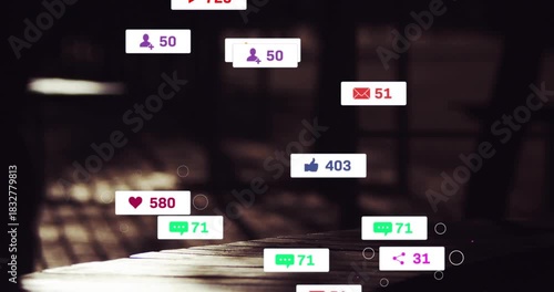 After two frames, badges rising from tabletop, clustering, changing counts, showing engagement rise