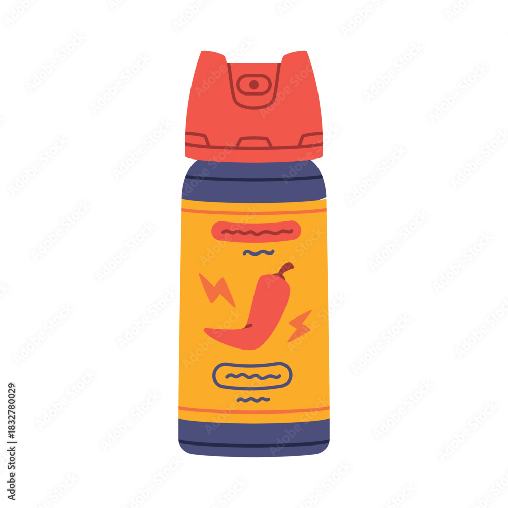 Obraz premium Pepper Spray as Self-defense Tool and Equipment for Protection Vector Illustration