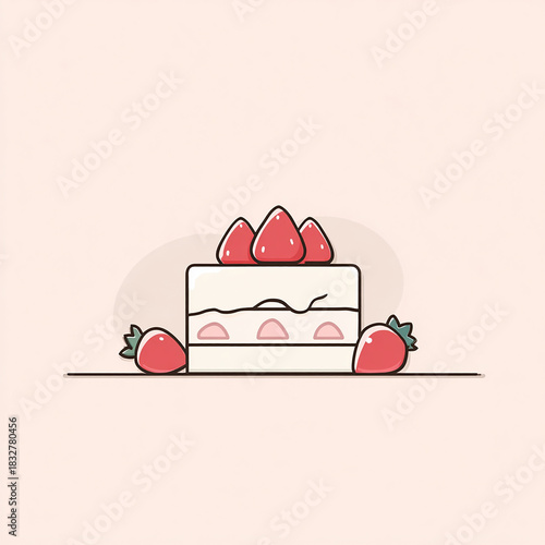 크리스마스 성탄 딸기 케이크 연말 디저트 화이트 케익 일러스트