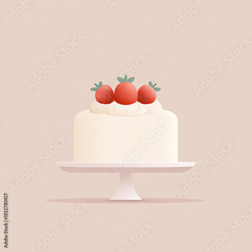 크리스마스 성탄 딸기 케이크 연말 디저트 화이트 케익 일러스트