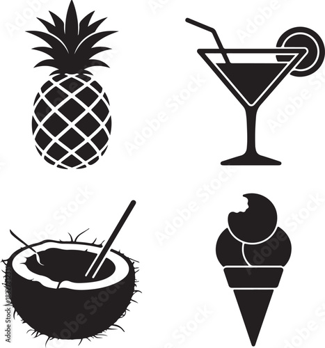 Tropical Summer Refreshment Icon Collection