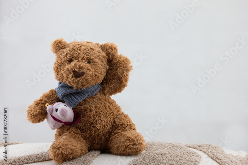winkender Teddy mit Schweinchen