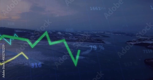 Readout appearing, HUD trends fading green rising dipping peaking ending showing data at dawn sea