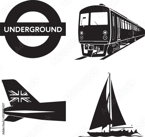 Transportation Icons Set Vector Art