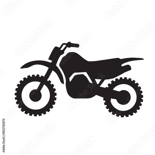 Black silhouette of a dirt bike motorcycle Keywords: dirt bike, motorcycle, motocross, off-road