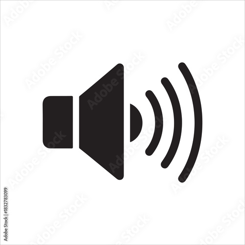 Black silhouette icon of a speaker emitting sound waves, symbolizing volume or audio output