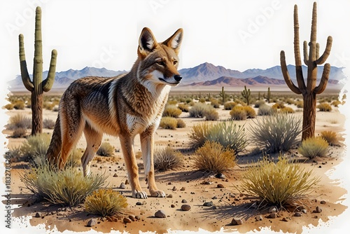 Desert wildlife such as a coyote