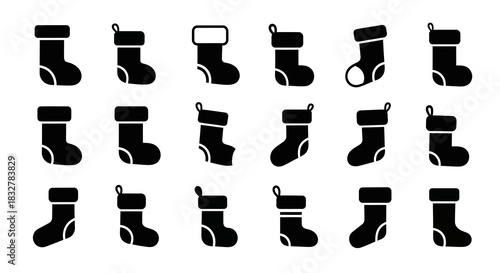 Christmas Stocking Icons Festive Vector Set for Holiday Designs and Decorations