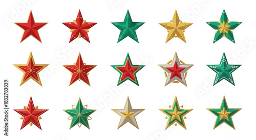 Collection of Star Icons in Various Colors and Styles for Design and Decoration Projects