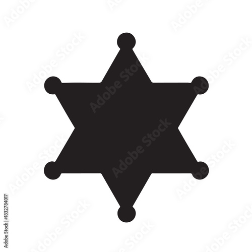 Black Six- Pointed Star Badge Silhouette sheriff police