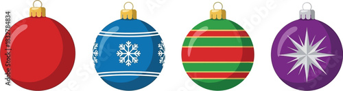 Festive christmas ornaments colorful holiday decorations on white background