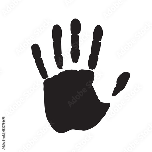 Black Handprint Silhouette on White Background vector