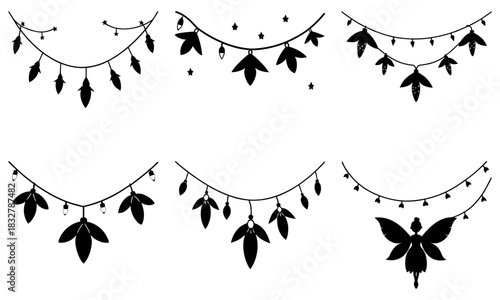 Elegant leaf string lights, perfect for adding a touch of nature to your designs, invitations, and website headers, offering a rustic, whimsical feel