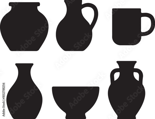 Ceramics Shapes Combo Silhouette Set.eps