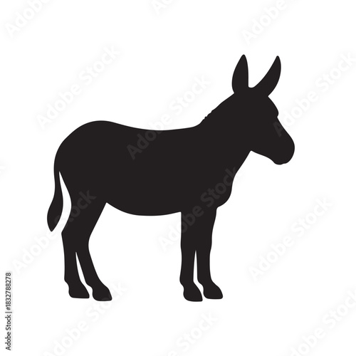 Black Silhouette of a Donkey animal mammal